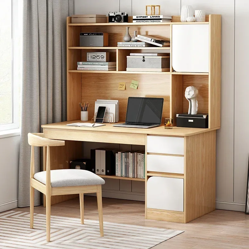 

Simple Desk Bookshelf All-in-one Computer Desk Storage Space Student Home Study Bedroom Office Desk with Household Furniture