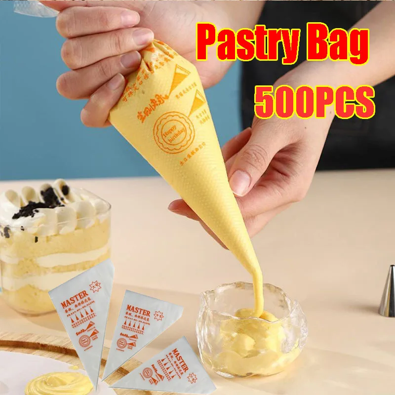 Bolsas de pastelería desechables, decoración de galletas, crema para pasteles, cocina, glaseado, bolsas de preparación de alimentos, taza, herramientas para tuberías de pasteles, 1-500 Uds.