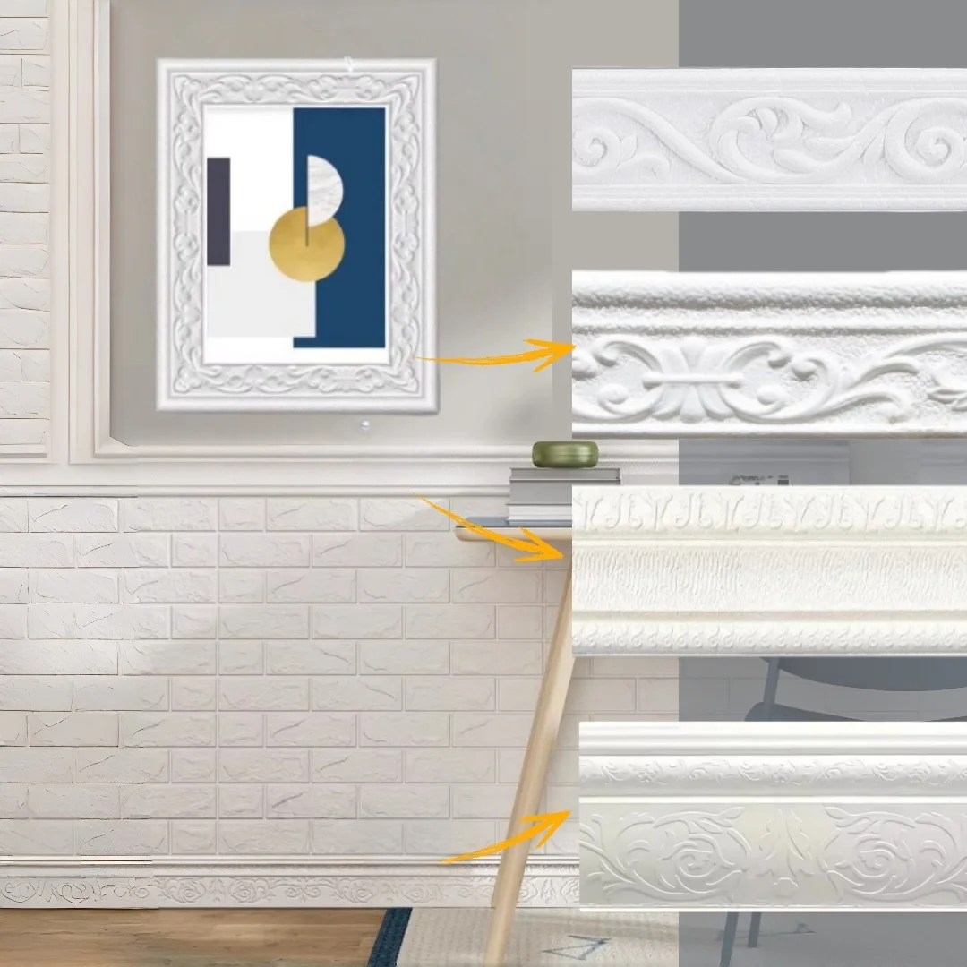 3D Foam Wall Edge Strip Stickers Self Adhesive Waterproof Baseboard Wallpaper Border Wall Sticker Bedroom Home Wall Decorations