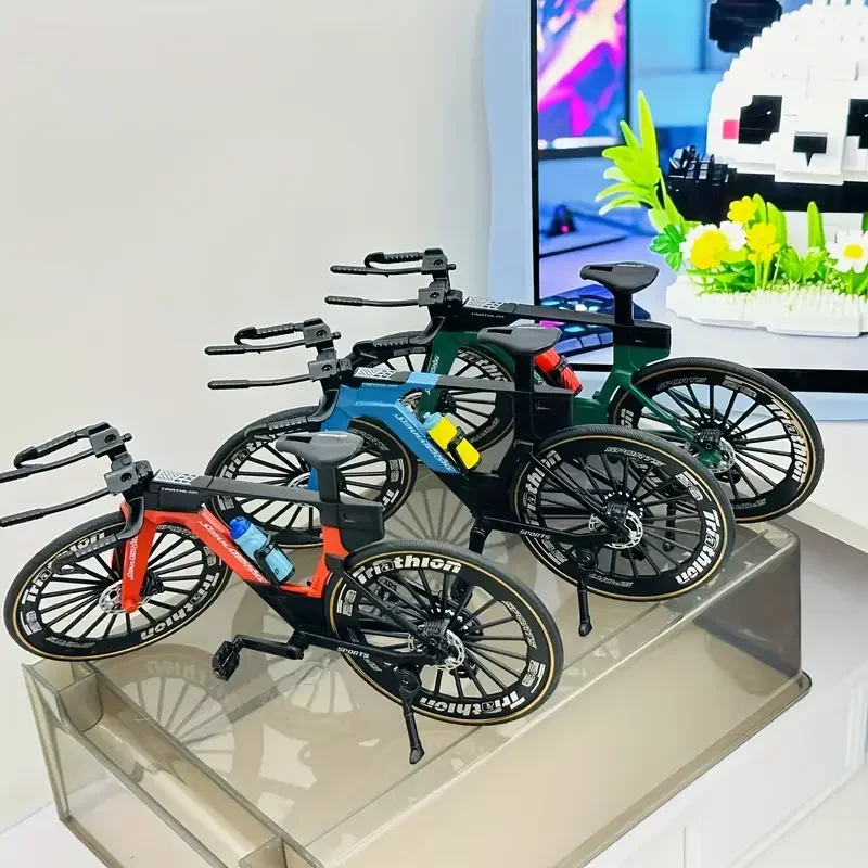 New 1:8 Model Mini Alloy Bicycle With Water Bottle Diecast Metal Toy Bikes Mountain Finger Bicycle Simulation Collection Toys