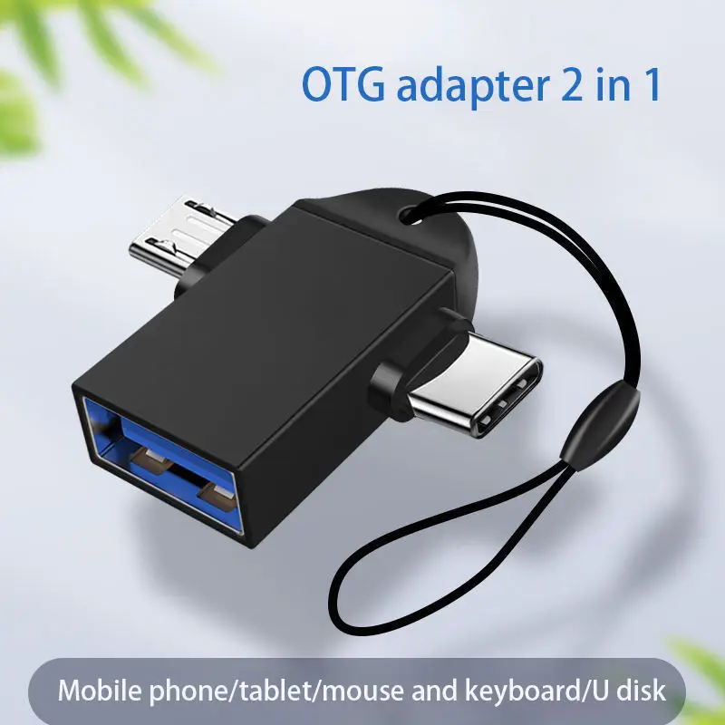 

2-in-1 OTG Adapter USB-A 3.0 master to Micro USB-C Male And Typec Male Connectors Aluminum Alloy Converter For Xiaomi Samsung