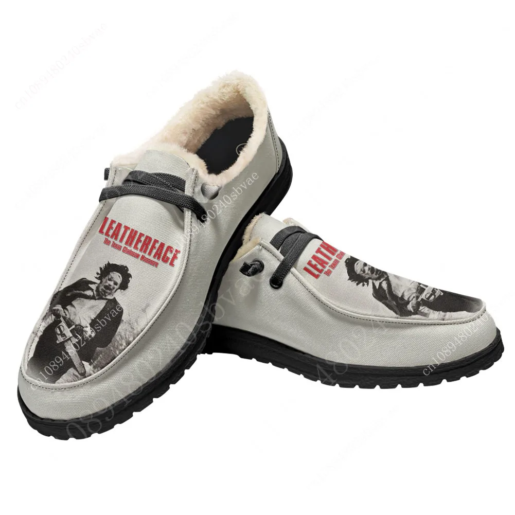 Texas Chainsaw Massacre Leatherface Plush Flat Shoes Breathable Outdoor Sneakers Lightweight Shoes Custom Shoes Custom Made Shoe