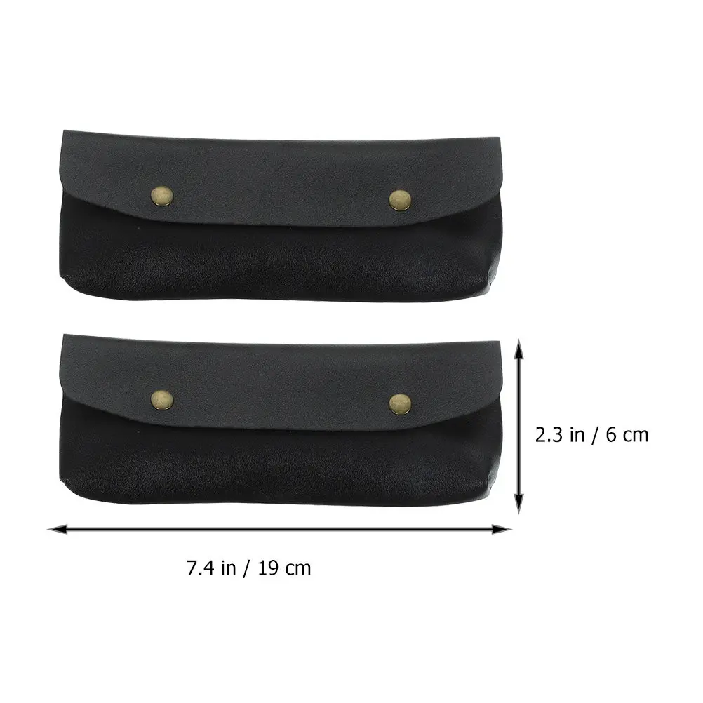2Pcs PU Brush Holders Portable Travel Makeup Brush Bags Slim Pencil Cases Small Storage Pouches Organizer