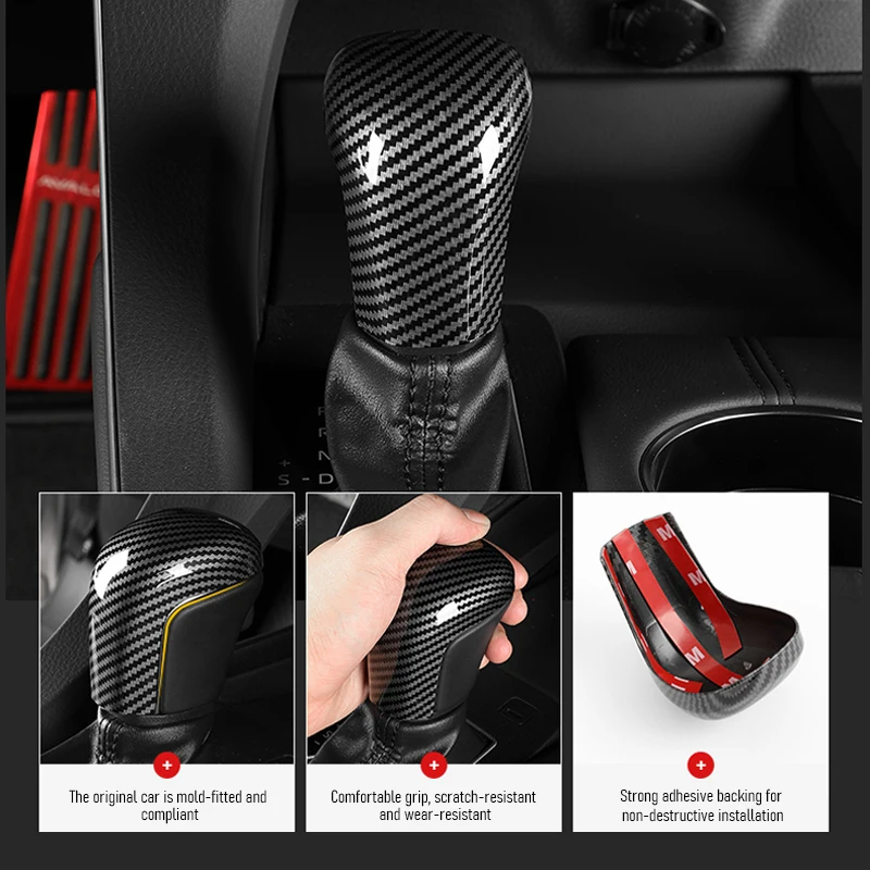 Carbon Fiber Car Interior Gear Shift Knob Head Cover Trim 1Pcs For Corolla 2019 2020 2021 2022/Camry 70 2018 2019 2020