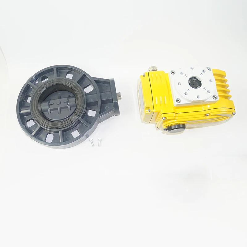 Valvola a farfalla motorizzata in plastica PVC da 24 V CC DN80 Valvola elettrica in plastica da 3 pollici On Off