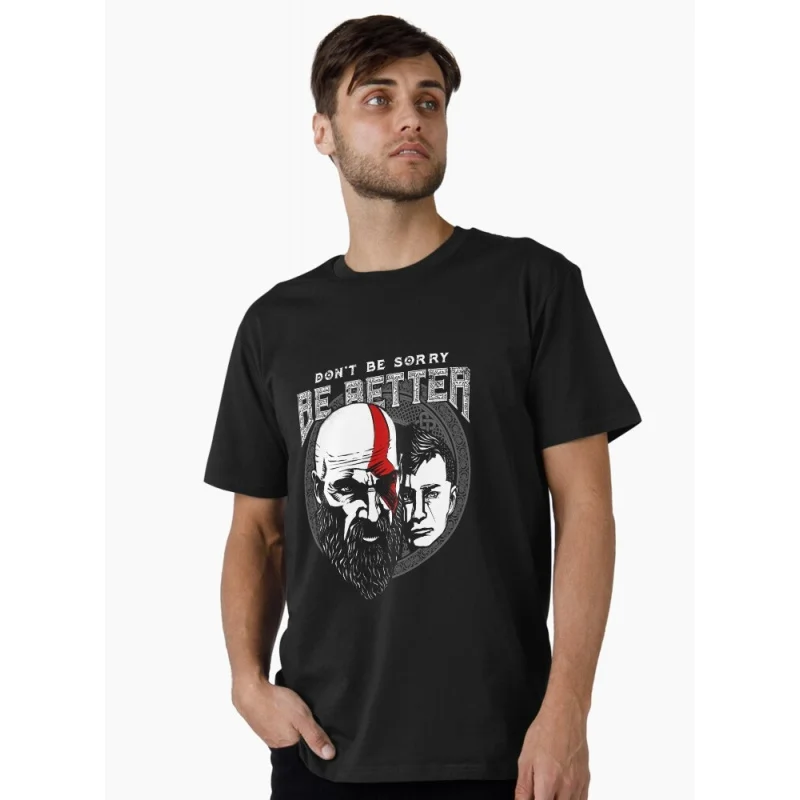 

0401 Kratos God of War Spartan Rage Graphic clothes Dont be sorry be better Gift t shirt 100% cotton printed All size tops S-6XL