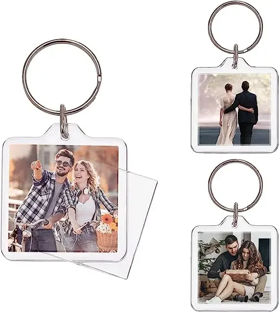 1/5/10pcs Transparent Photo Frame Keychain Acrylic Blank Keyring Clear Picture Pendant Tassels Snap-In Custom Insert Photoes