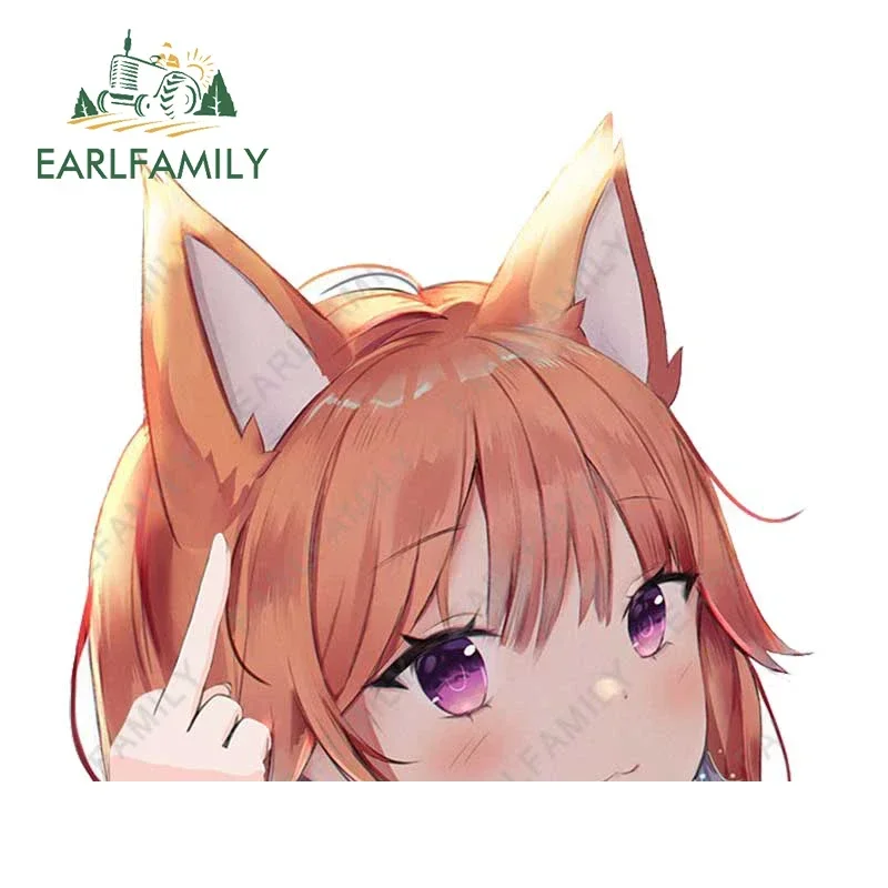 EARLFAMILY 13cm X 11.7cm For Takanashi Kiara Peek Car Sticker Funny Anime Decal Sunscreen Caravan Graffiti Laptop Decor