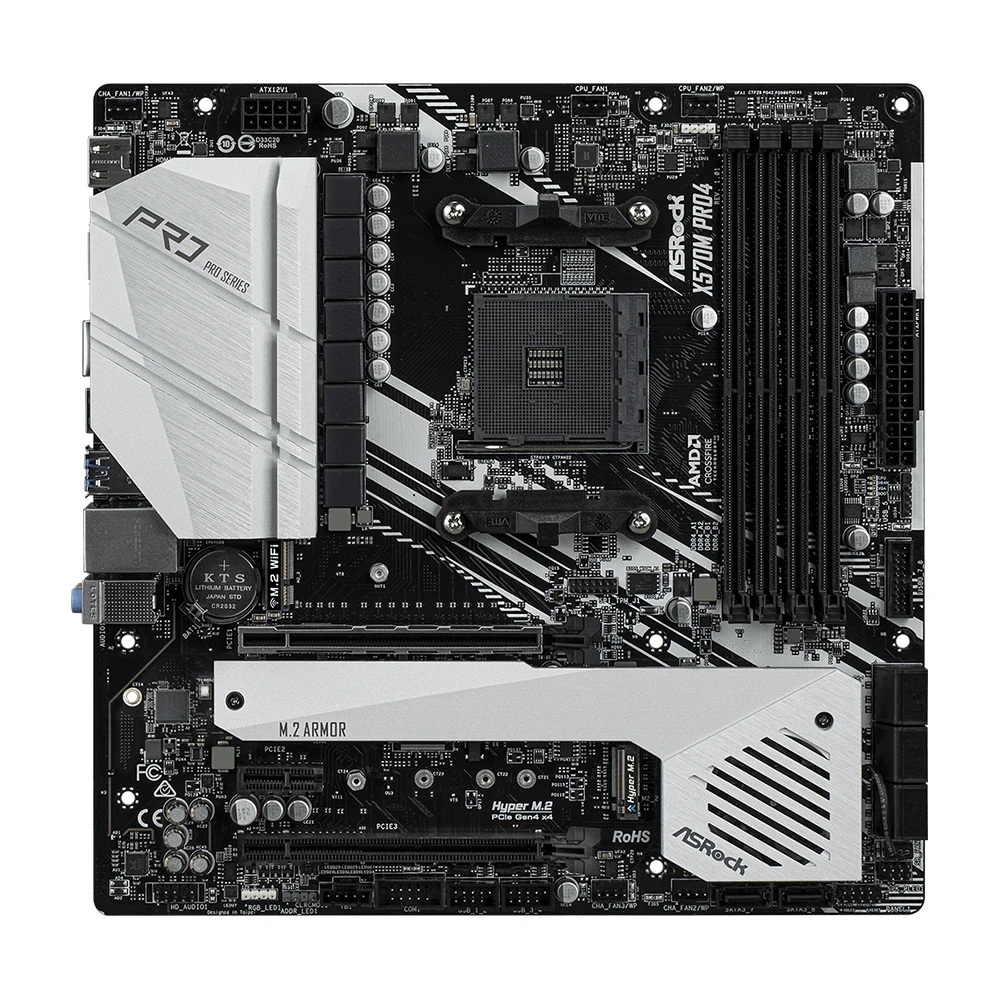 Imagem -03 - Placa-mãe Asrock-x570m Pro4 Amd X570 Suporta Ryzen 5700 Cpu Ryzen 5600g 4200 Mais Pcie 4.0 M.2 Nvme Placa-mãe Atx Am4