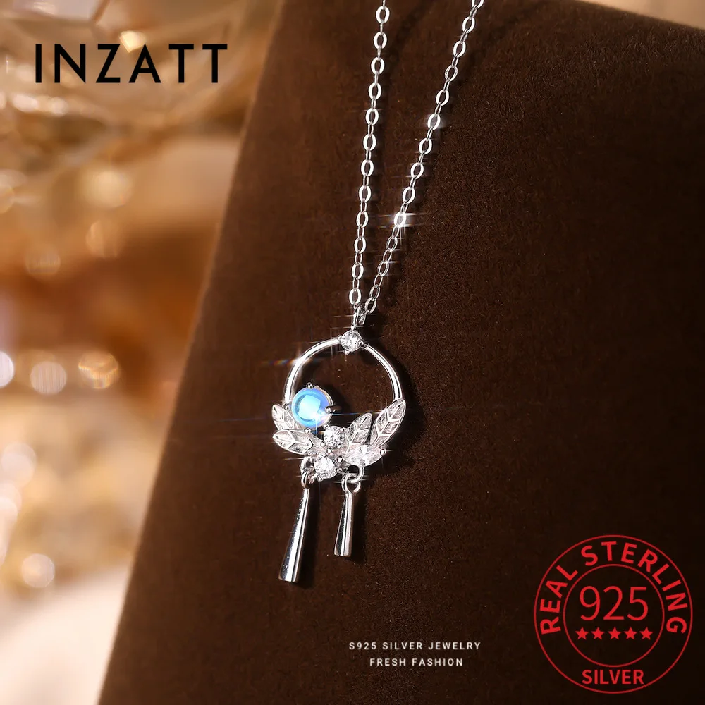 

INZATT Real 925 Sterling Silver Flower Tassel Choker Necklace for Women Trendy Fine Jewelry Light Luxury Exquisite Accessories