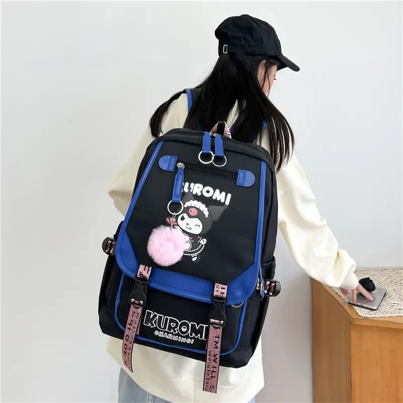 Sanrioed Kuromi Anime niedlichen großen Kapazität Rucksack Schult aschen Student Cartoon Reise Umhängetasche Geburtstags geschenk für Freund