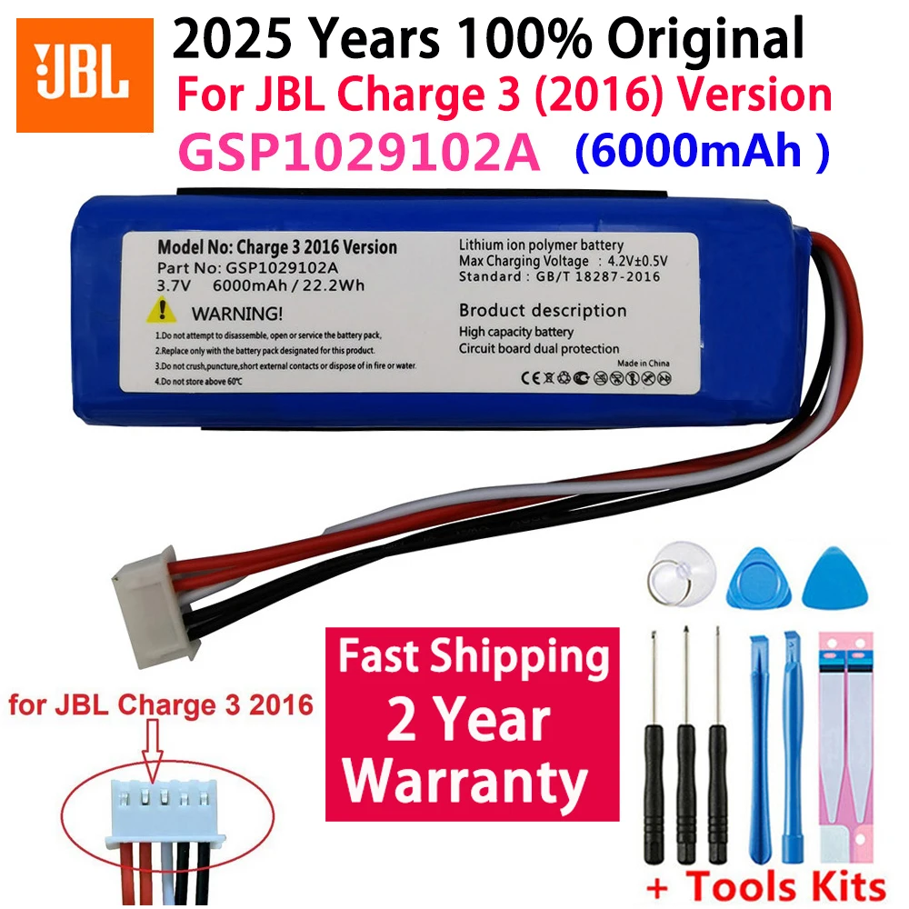

2025 Years Original Edition Bluetooth Audio Battery For JBL Charge 3 2016 Version Charge3 2016 GSP1029102A Speaker Bateria