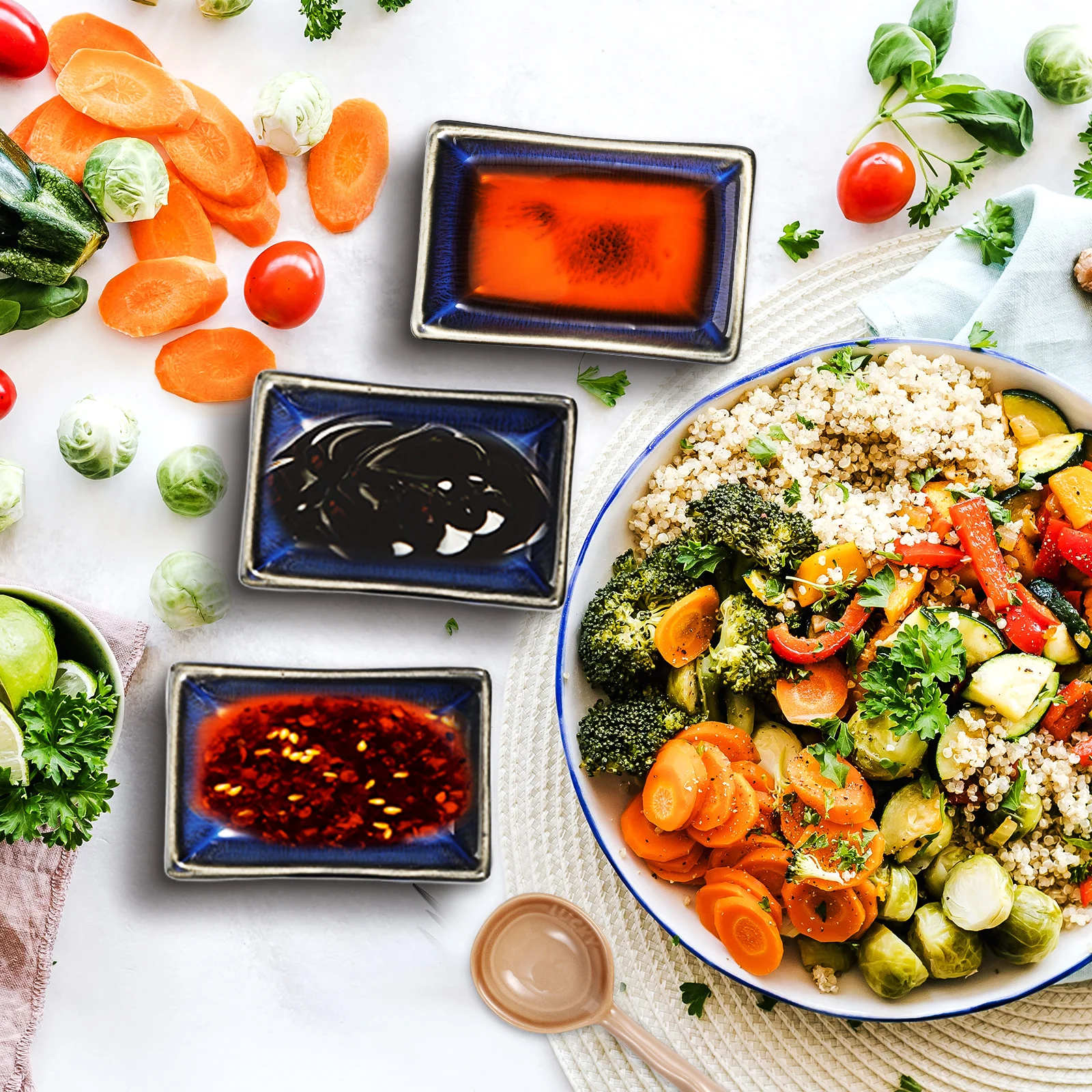 

4Pcs Japanese Style Ceramic Dipping Bowls Lustrous Glaze Sauce Dishes Small Serving Bowls for Soy Sauce Condiment Side Plates