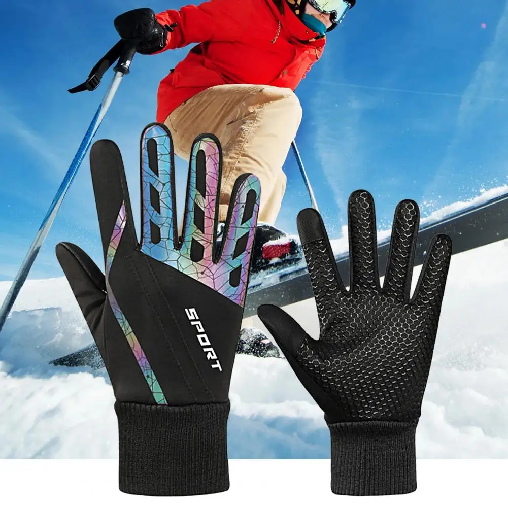 Outdoor Gloves Colorful Reflective Anti Skid Waterproof Full Fingers Thermal Gloves Motorcycle Gloves Ski Gloves