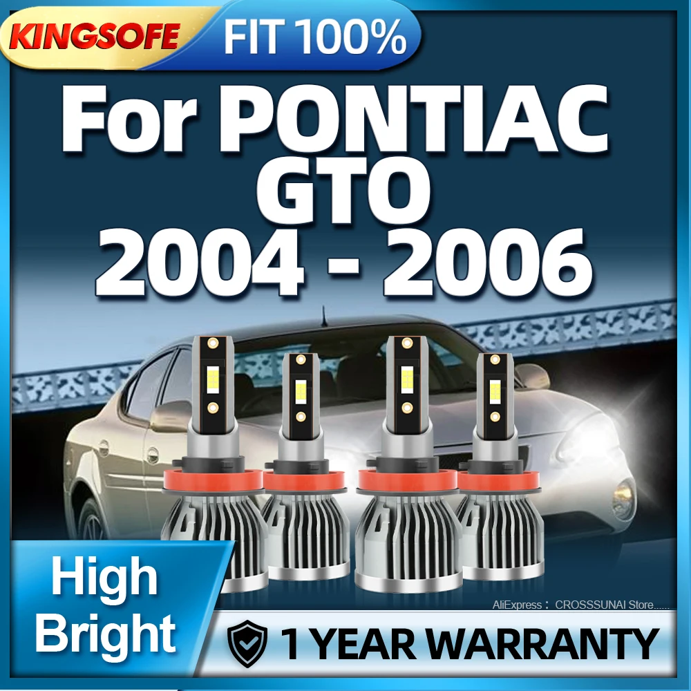 2/4 Stuks Led Koplamp 6000K H11 Auto Lamp 180W Gloeilampen Met Ventilator Koeling Plug En Play Voor Pontiac Gto 2004 2005 2006