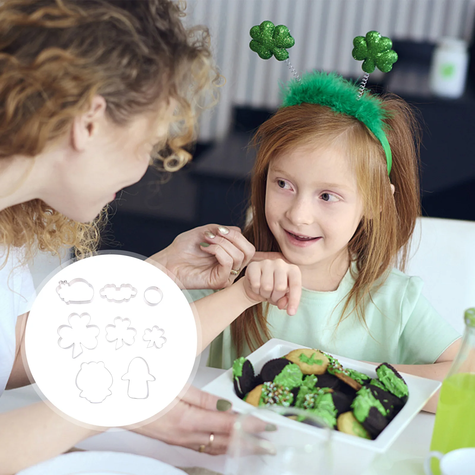 8 Uds. De moldes para galletas de trébol de cuatro hojas del Día de San Patricio, juego de moldes para hornear de acero inoxidable, galletas DIY, repostería, pastel, Fondant para hornear