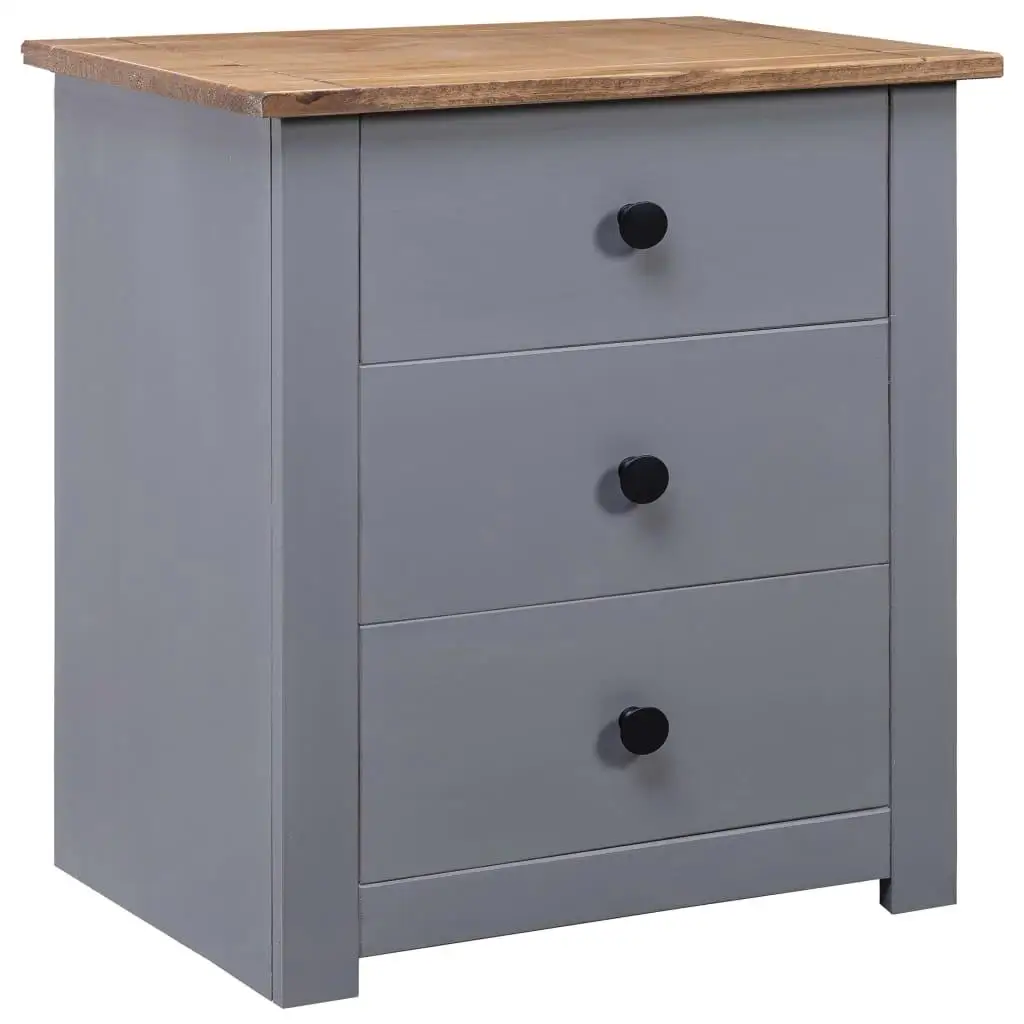 Grey Pinewood Bedside Cabinet 4 for X4 X5 7 cm - Stylish Panama for range Bedroom Storage