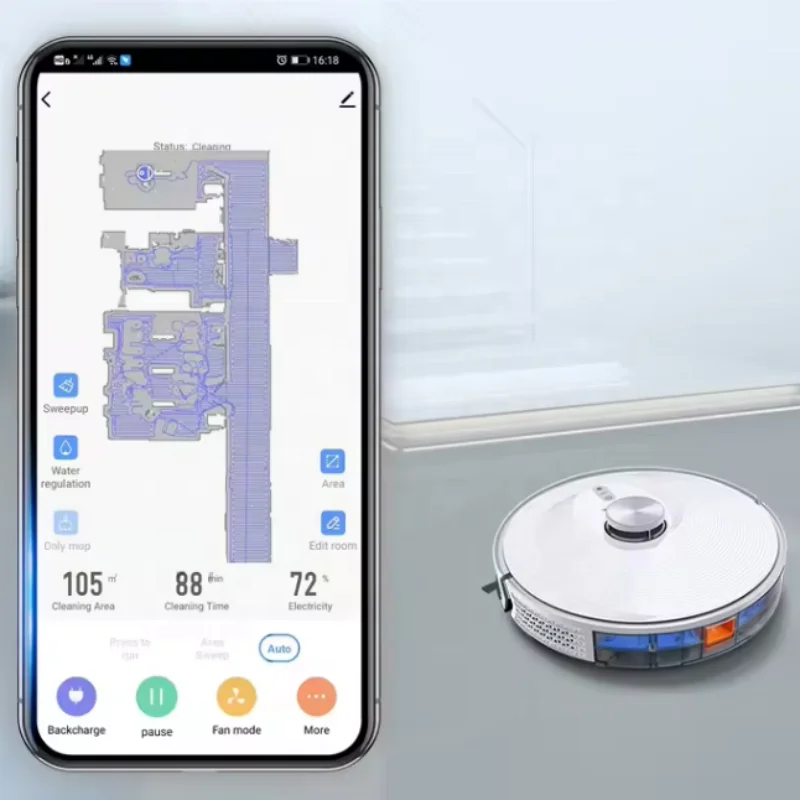 LDS Navigation Carpet & Floor Sweeping Machine Tuya 3000PA Mapping Wet Dry Robot Vacuum Cleaner for Home Use