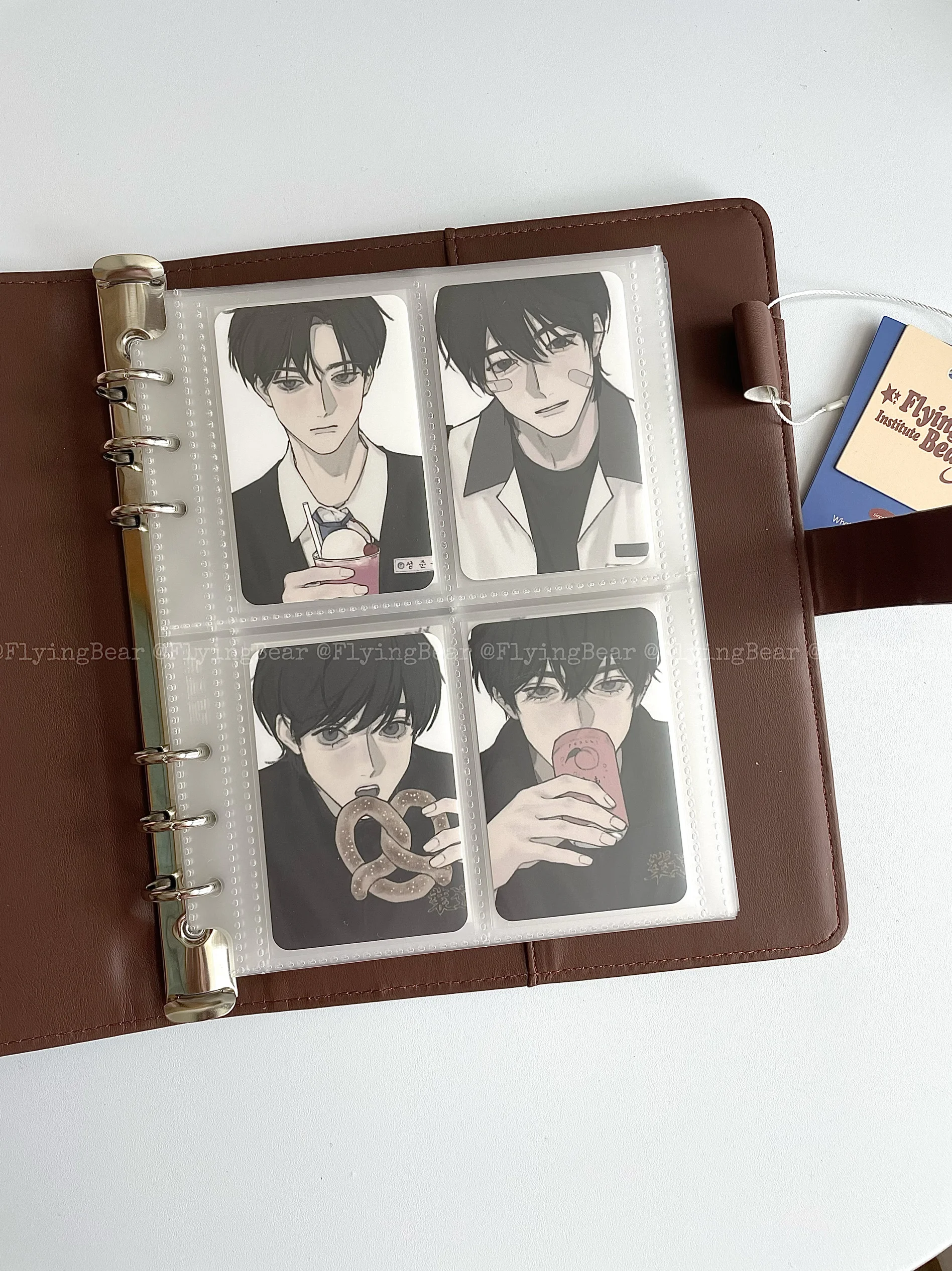 Coffee Bear Binder A5 Photocard Collect Book Skin Touch PU Leather Button Lock 3inch Photocards Holder 4grid Photo Album