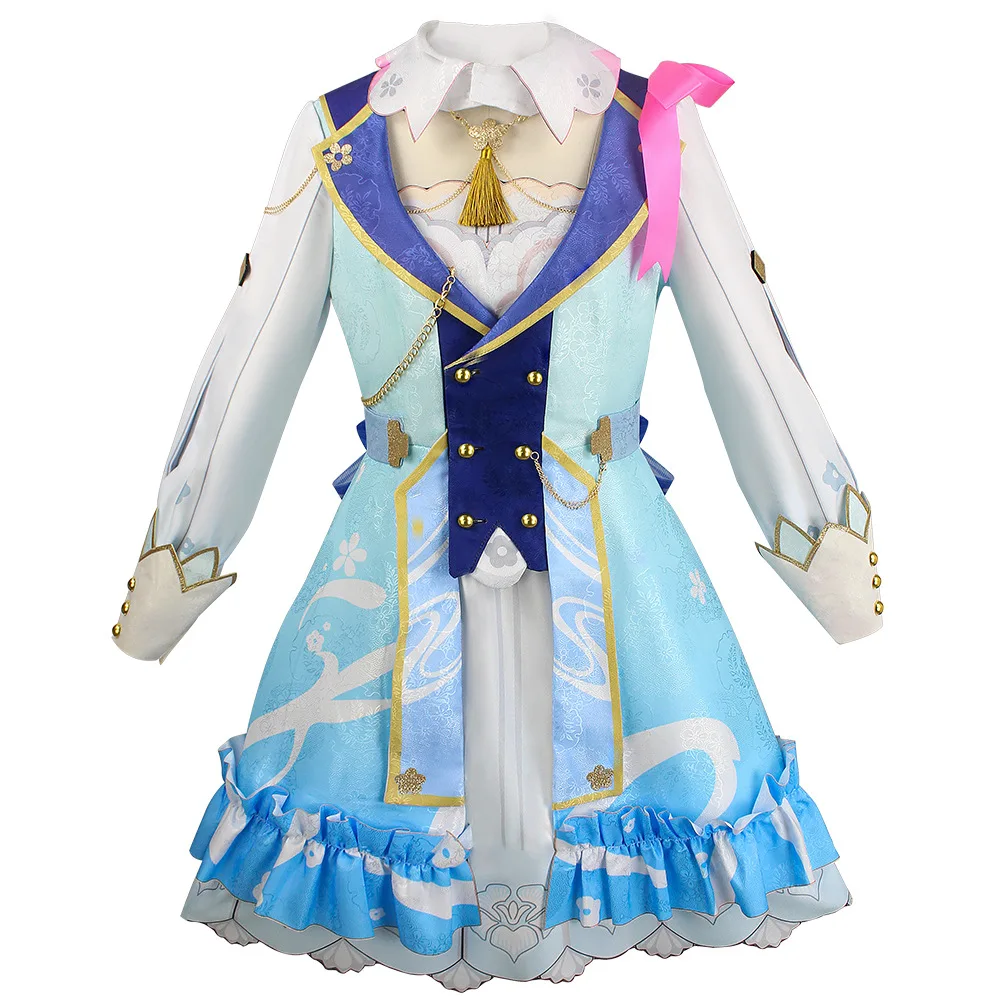 Spel Genshin Impact Kamisato Ayaka Cosplay Fontaine Springbloei Missive Lolita Jurk Cosplay Kostuum Pruik Outfit Halloween Pak