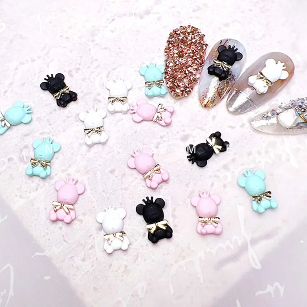 Mini Crown Bear Manicure, Resina Urso Decoração De Prego, Nail Art Ornaments, Cartoon Nail Jewelry, 3D Charms, DIY