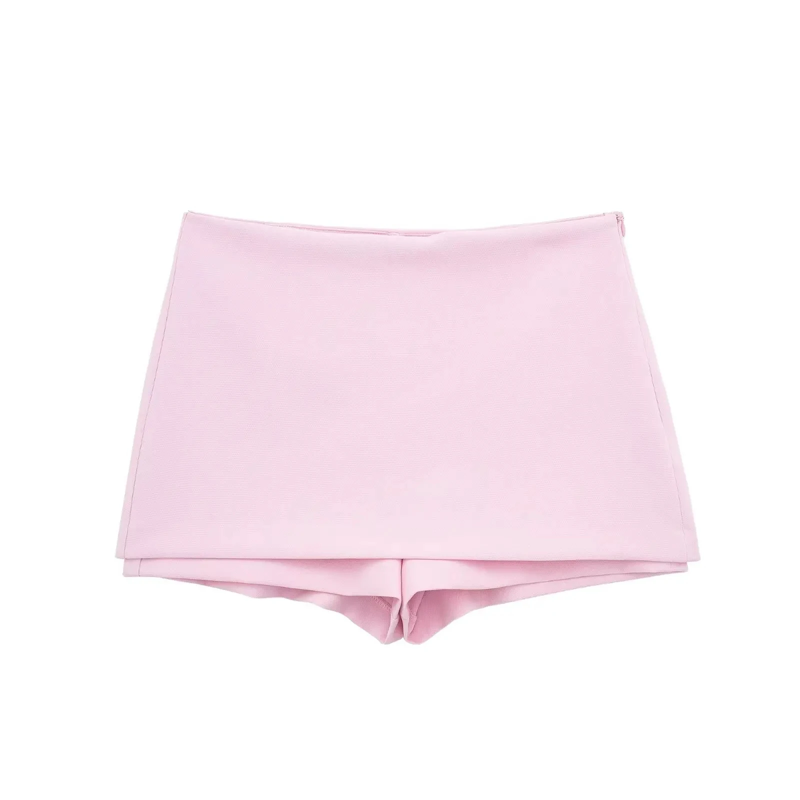HH 2024 Sommer-Damen-Tanktop, rückenfrei, ärmellos, Neckholder, V-Ausschnitt, abgeschnitten, + A-Linie, hohe Taille, Mini-Shorts, modischer rosa Anzug – Detail 15