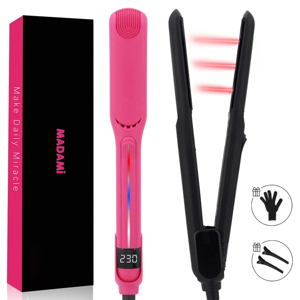 

Infrared Hair Straightener Curler Ceramic Plate 230℃ / 450°F Fast Heating Professional 2 In 1 Hair Flat Irons 100-240V