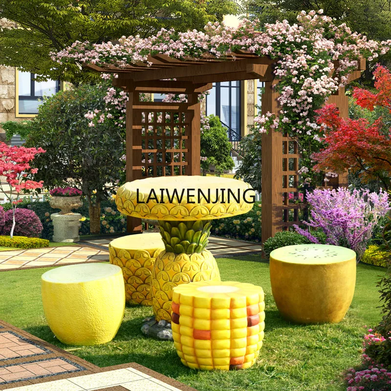 

HLZ garden creative outdoor simulation fruit table and chair villa courtyard garden landscaping decoration