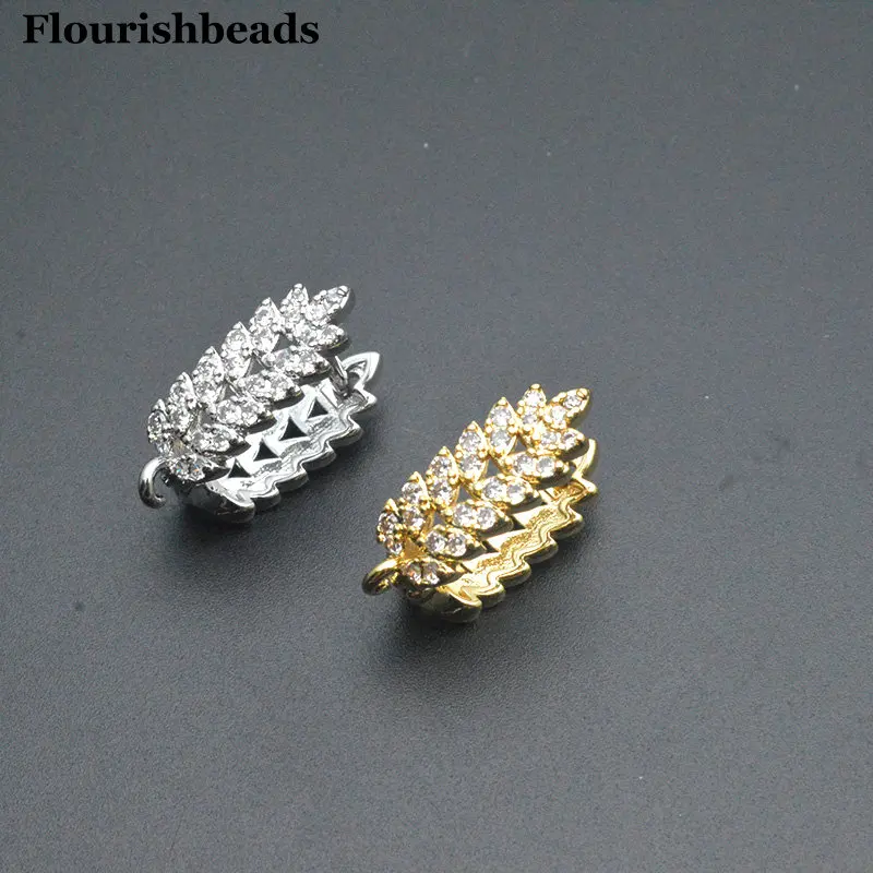 

30pcs High Quality CZ Paved Anti-Rust Leaf Shape Metal Earring Clasps Jewelry Accessories