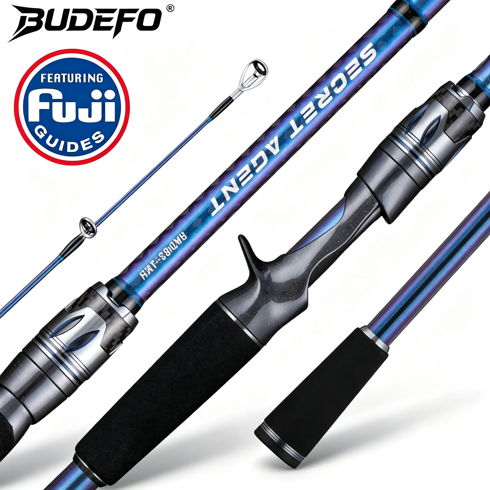 Image of BUDEFO SECRET AGENT Angelrute 1,8m 2,4m 3,0m 30T Carbon Spinning Baitcasting FUJI Guide Reiseköderrute 2-70g L/ML/M/MH