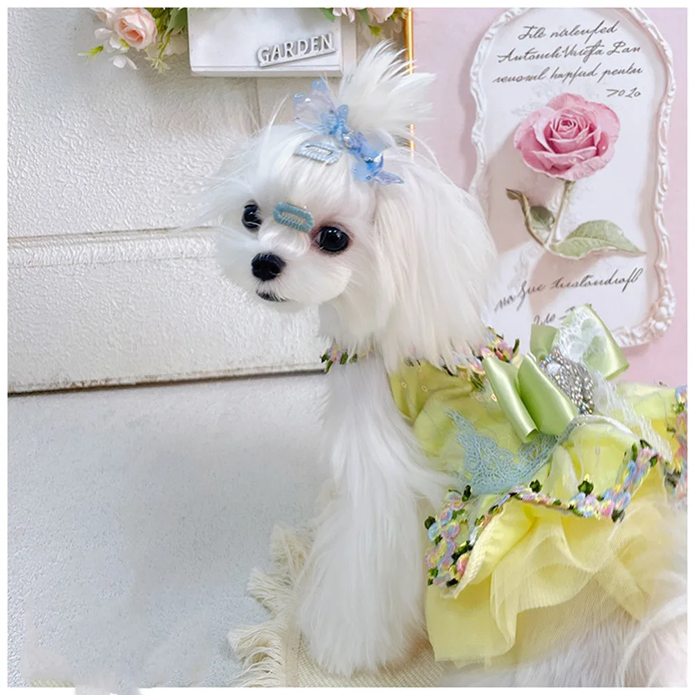 

Forest Goddess Style Finished Flower Embroidery Lace Heavyweight Pet Party Clothes Rabbits, Cats Dog Dress