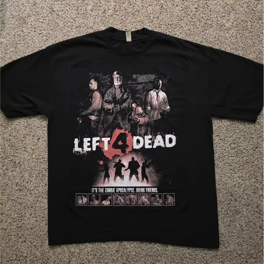 Left 4 Dead T Shirt Casual Loose Oversized Unisex Retro Fashion Streetwear Trendy Cotton Short Sleeves Classic Couples soft gift