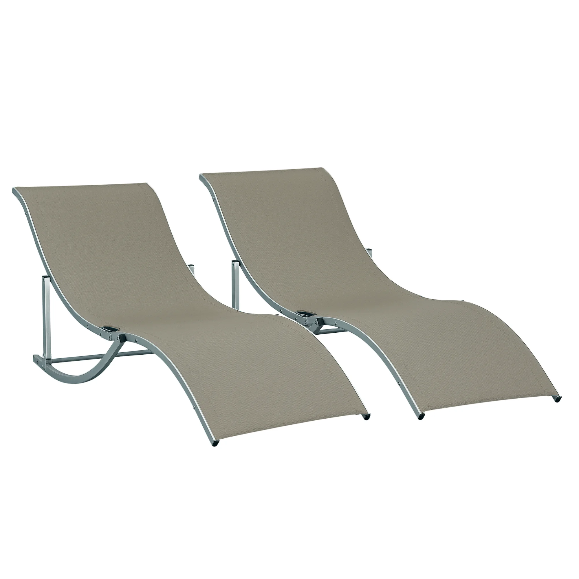 Outsunny 2 Tumbonas Plegables Forma de S Aluminio Texteline para Terraza