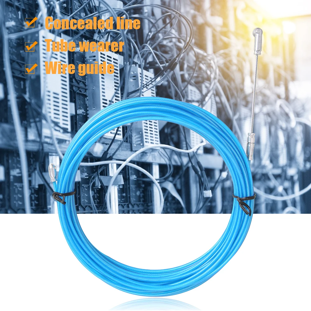 5/10/15M Universal Wire Puller Threading Device Steel Spring Rope Pulling Device With Pulley Electricians Wire Lead Cable Puller