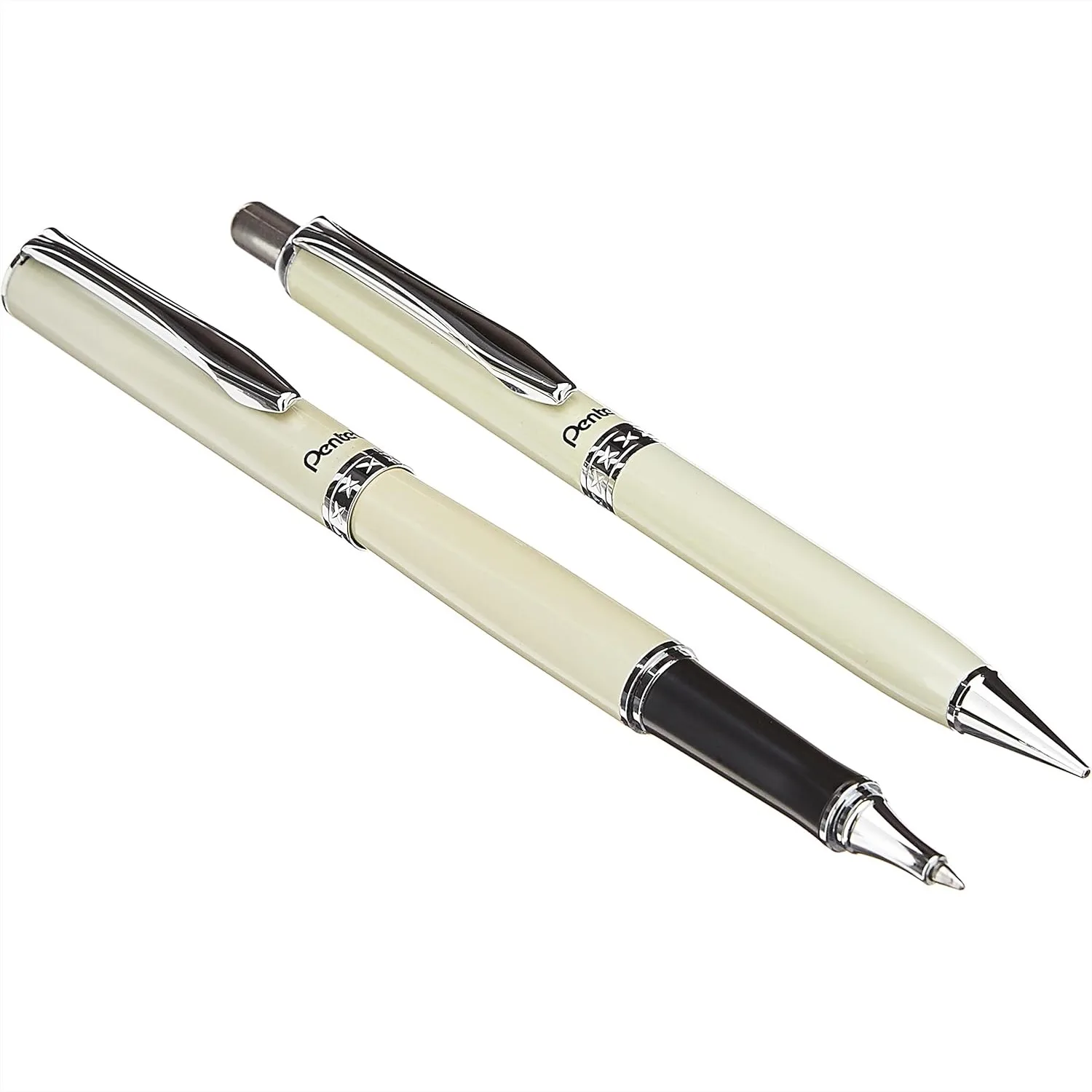 

Roller Gel Pen and Pencil Set 0.7mm 0.5mm, Elegant Metal Body, Cream Barrels with Gift Box