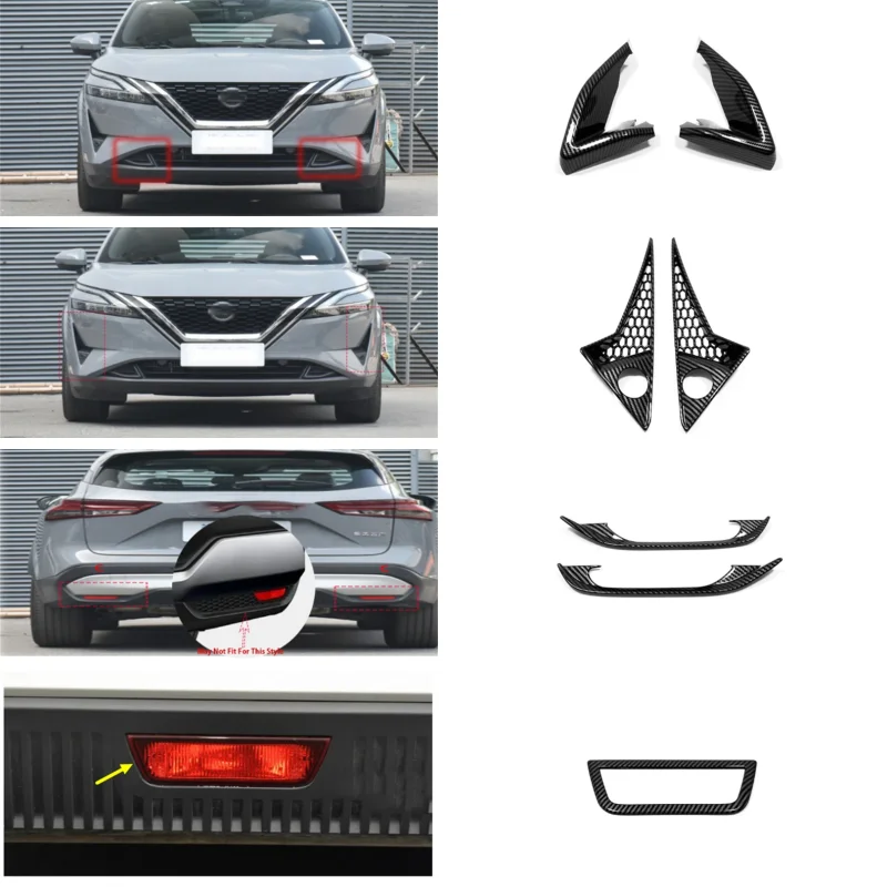 

For Nissan Qashqai J12 2021 2022 2023 ABS Accessories Front Rear Foglight Bezel Trims Fog Light Lamp Bumper Protector Cover