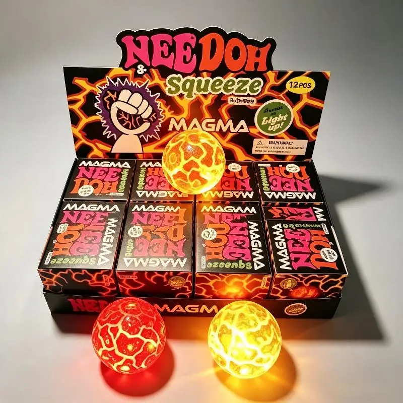 Flash Magma Squeeze Ball Light Up Glowing Effect Soft Squeezable Slow Rebound Toy For Stress Relief Home Office Travel