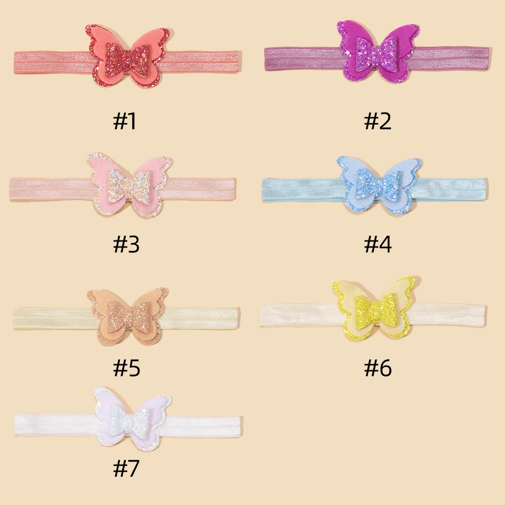 Sequin Butterfly Hair Accessories Cute Candy Color Bow Headband For Baby Girls Sweet Soft Elastic Children\'s Hair Accessories