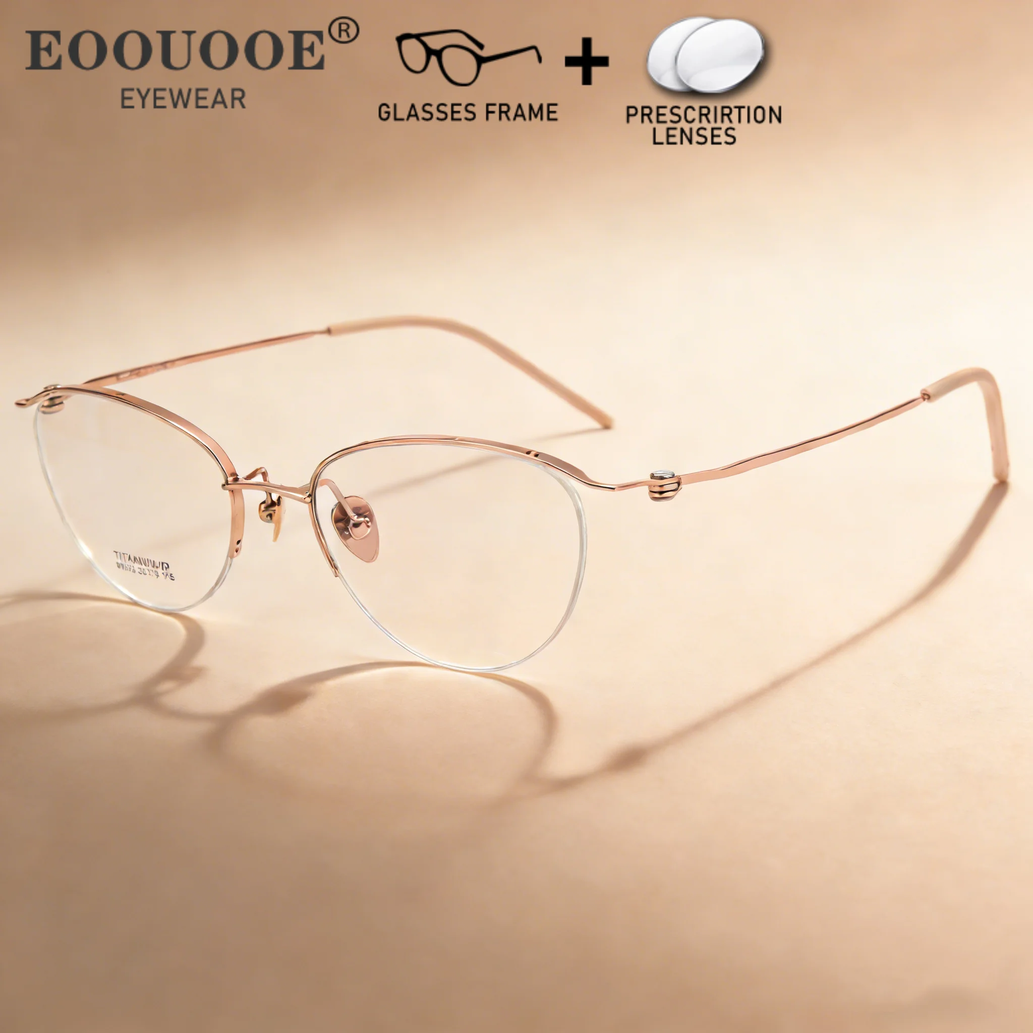 6g Ultralight Pure Titanium Women Half Glasses Prescription Lenses Progressive Myopia Reading Hyperopia Anti Scratch Eyeglasses