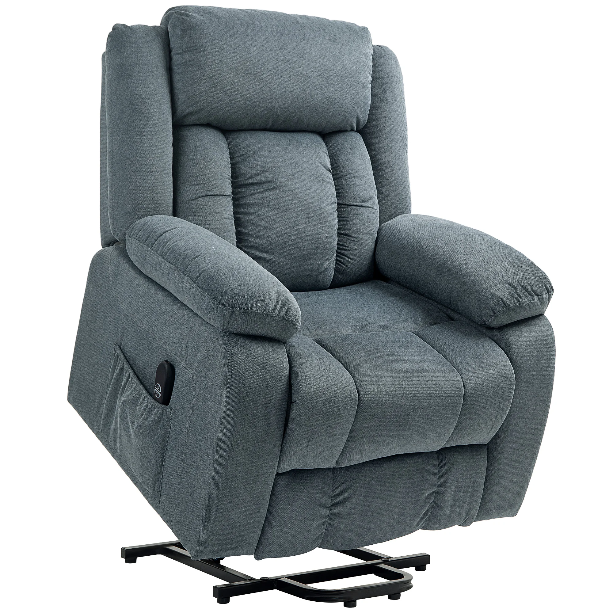 HOMCOM Sillón Relax Reclinable Eléctrico Levanta Personas con Puerto USB Control Remoto Asiento Ancho Reposapiés Gris