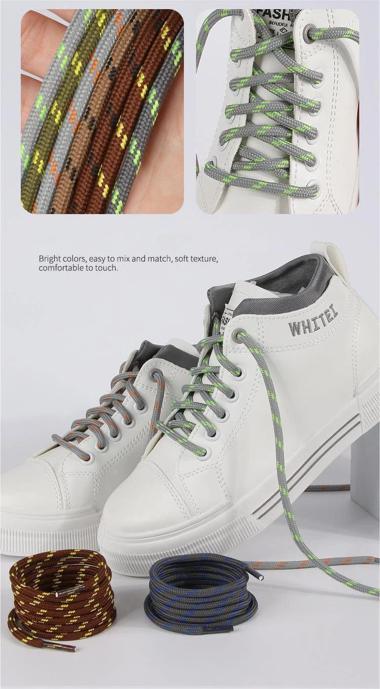 Neue langlebige runde Schnürsenkel, hochwertige Schnürsenkel für Outdoor-Wanderungen, für Turnschuhe und Stiefel, Länge 100/120/140/160 cm, 1 Paar – Detail 5