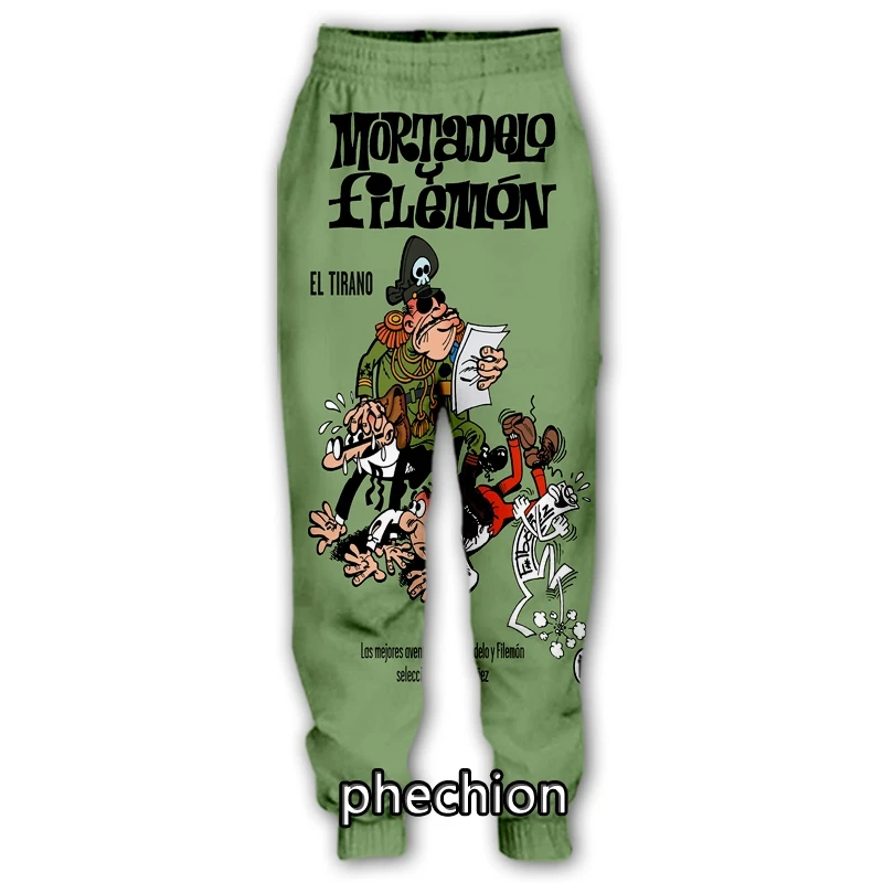 Phechion-Pantalones largos deportivos para hombre y mujer, ropa de calle informal con estampado 3D de Mortadelo y Filemon, holgados, F86