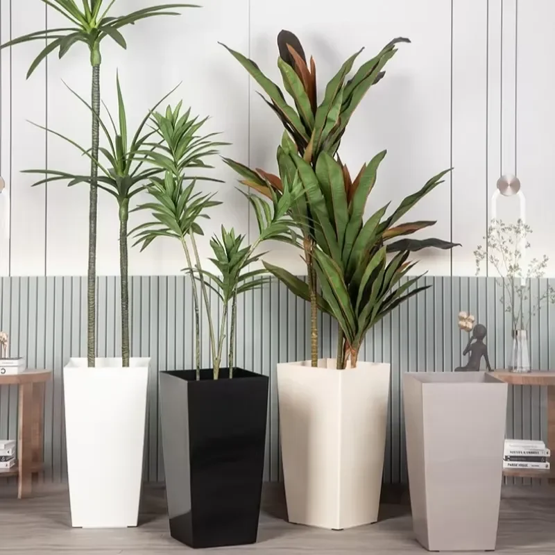 for Tall Plastic Decorative Outdoor Indoor Plant Pots Resin Big Square Planters
