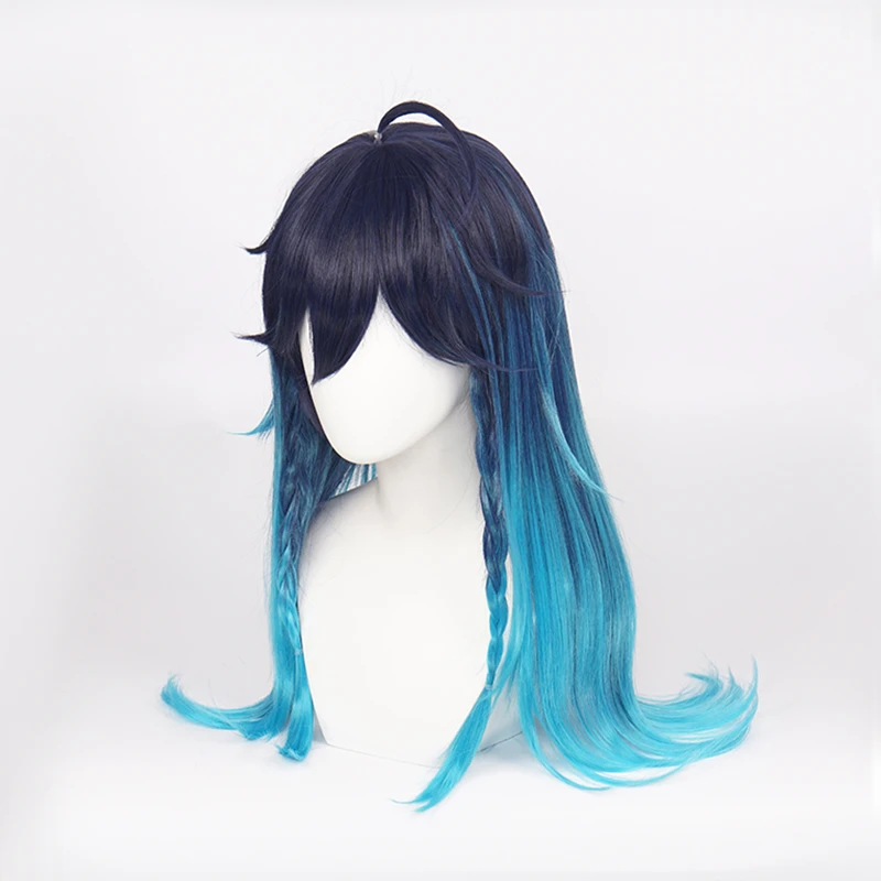 Game Genshin Impact Cosplay Venti Wig Female Long Heat Resistant Synthetic Halloween Party Woman Girl Wigs + Wig Cap