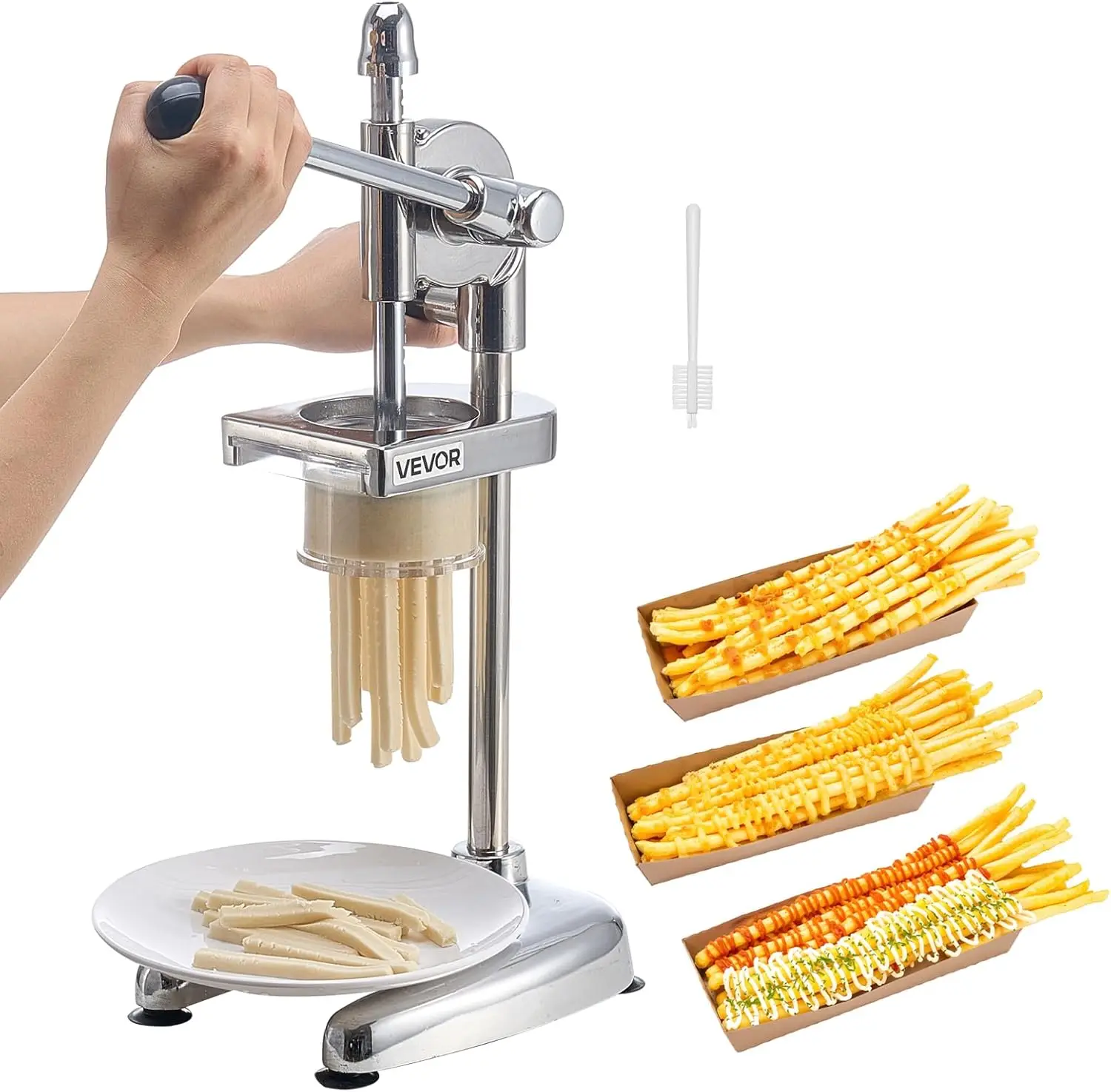 

Commercial Long French Fry Squeezer with Pull-out Extruder, Manual Mashed Potato Maker for Food Trucks and Kitchens