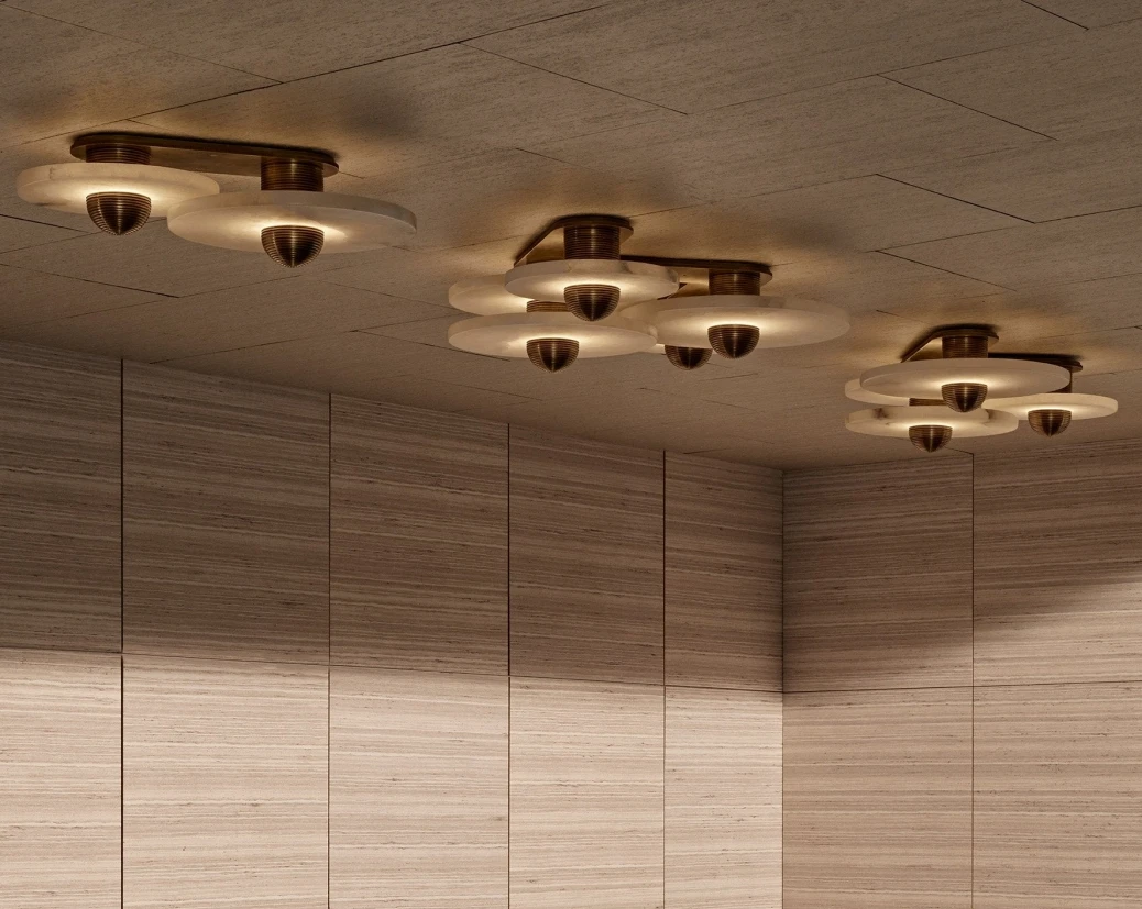 Modern Round Alabaster Light Brass Ceiling Lamp Kitchen Indoor Lighting Led Ceiling Light for Hotel Bedroom