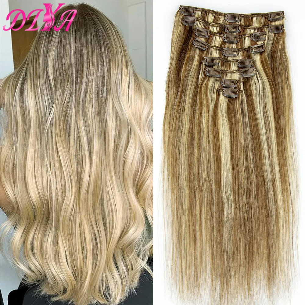 Straight Clip in Hair Extension Human Hair Clips Brazilian Remy Hair 8Pieces/Sets 120G Full Head Clip In Hair Extension