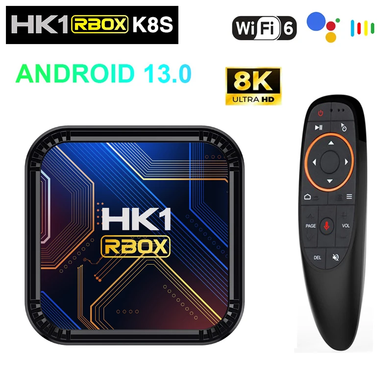 2023 صندوق التلفزيون الذكي HK1 RBOX K8S Rockchip3528 8K 4K Android 13 Google Voice Media Player BT 5G Wifi6 4GB 64GB Set Top Box