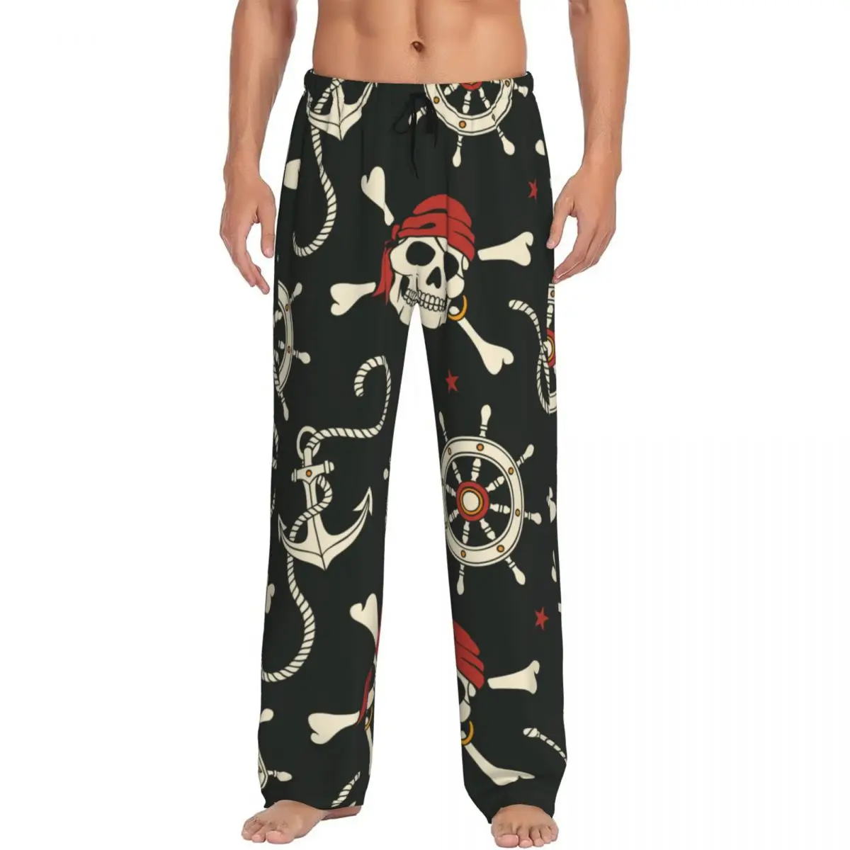 Sea Pirates Skull And Anchor Men Sleep Bottoms Male Lounge Trousers Men's Pajama Pants