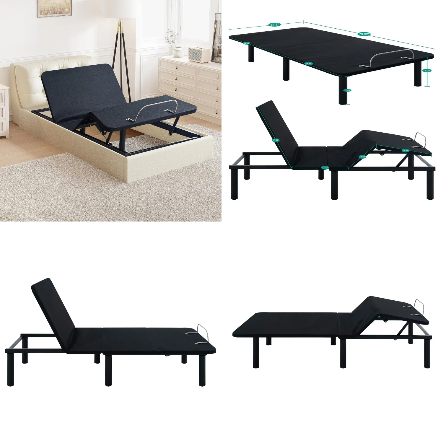 

Электрическая регулируемая кровать Serenity Twin XL с беспроводным пультом ДУ, эргономичным наклоном для головы и ног, простая в настройке и индивидуальной адаптации